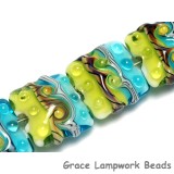 10406014 - Four Blue w/Green Strip Pillow Beads