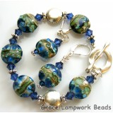 10406502 Deep Ocean Blue w/Silver Bracelet & Earrings