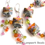 11105804 Earrings using Coral w/Ivory Free Style Pillow Beads
