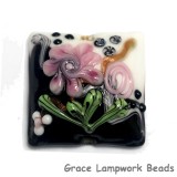 11809304 - White & Black w/Pink Flower Pillow Focal Bead