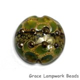 11813902 - Green w/Silver Foil Lentil Focal Bead