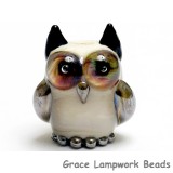 OWL-M-05 - Ivory Owl Bead with Brown Eyes, size M