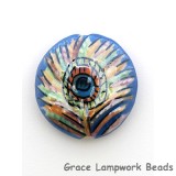 PP012400 - 24mm Porcelain Disk Blue Peacock Feather