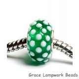 SC10011 - Large Hole Green w/White Dots Rondelle Bead