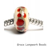 SC10027 - Large Hole Dark Ivory w/Red Dots Rondelle Bead