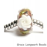 SC10060 - Large Hole Brown w/White Flower Rondelle Bead