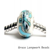SC10075 - Large Hole White w/Black and Blue String Rondelle Bead