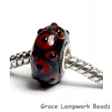 SC10084 - Large Hole Red w/Black Bumps Rondelle Bead
