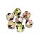 10106502 - Seven Pink/Black/Green Silver Foil Lentil Beads