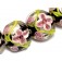 10106512 - Four Pink/Black/Green Silver Foil Lentil Beads