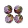 10108312 - Four Hot Pink w/Purple Floral Lentil Beads