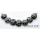 10301102C - Seven Black w/Silver Ivory String Lentil Beads