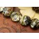 10305802 - Seven Green w/Ivory Japanese Kimono Lentil Beads