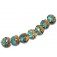 10405502 - Seven  Aqua w/Light Brown Lentil Beads