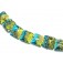 10406004 - Seven Blue w/Green Strip Pillow Beads