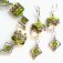 10406404 Earrings using Lime Green w/Ivory Pillow Beads