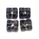 10407314 - Four Black w/Ink Blue Silver Foil Pillow Beads