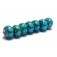 10409001 - Seven Teal Blue w/Metal Dots Rondelle Beads