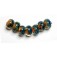 10409301 - Seven Blue & Orange Boro Rondelle Beads