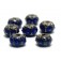 10410201 - Seven Cobalt w/Metal Dots Rondelle Beads