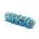 10411101 - Seven Blue Floral on Frosted Glass Rondelle Beads