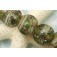 10503402 - Seven Green w/Silver Foil Lentil Beads