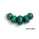 10503801 - Five Graduated Ocean Green w/Black Dots Rondelle Beads