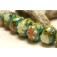 10504301 - Seven White w/Orange Flora  Rondelle Beads
