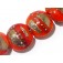 10705012 - Four Electric Orange Metallic Lentil Beads