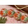 10705912 - Four Vermilion Flower Lentil Beads