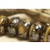10800801 - Seven Black w/Yellow Silver Foil Rondelle Beads