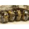 10800801 - Seven Black w/Yellow Silver Foil Rondelle Beads