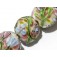 11005402 - Seven Light Pink w/Blue Floral Lentil Beads