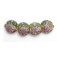 11005412 - Four Light Pink w/Blue Floral Lentil Beads