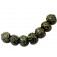 11200802 - Seven Black w/Twisted Beige Dots Lentil Beads