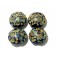 11200812 - Four Black w/Twisted Beige Dots Lentil Beads