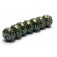 11203801 - Seven Green Pearl Surface w/Black Rondelle Beads