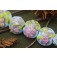 11605102 - Seven Blue w/Pink Flower Lentil Beads