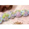 11605102 - Seven Blue w/Pink Flower Lentil Beads