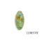 11805701 - Green w/Light Brown Flower Oval Focal Bead