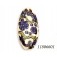 11806601 - Ivory w/Purple & Beige Stringer Oval Focal Bead