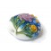 11809402 - Blue w/Pink Raised Flower Lentil Focal Bead