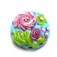 11811402 - Blue w/Pink Flower Lentil Focal Bead