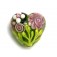 11812005 - Pink Rose w/Green Leaf Heart