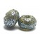40101001 - Seven Golden Green Metallic Rondelle Beads