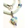 LC- Necklace with 11808305 Light Ivory w/Blue Flower Heart