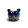 OWL-S-01 - Ivory, Black and Blue Free Style Owl Rondelle Bead