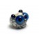 OWL-S-01 - Ivory, Black and Blue Free Style Owl Rondelle Bead