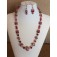 LC- Necklace with 11106311 Graduated Red & Ivory w/Beige Dot Rondelle Beads