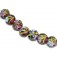 10108302 - Seven Hot Pink w/Purple Floral Lentil Beads